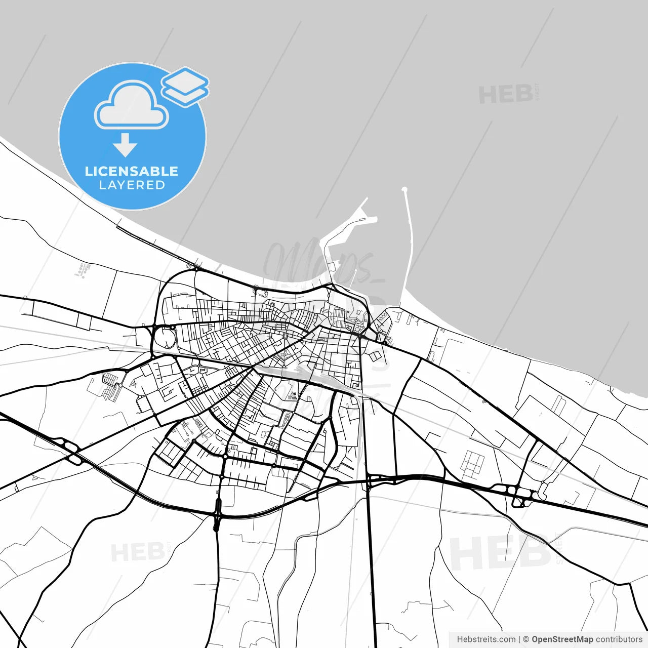 Layered PDF map of Barletta, Apulia, Italy