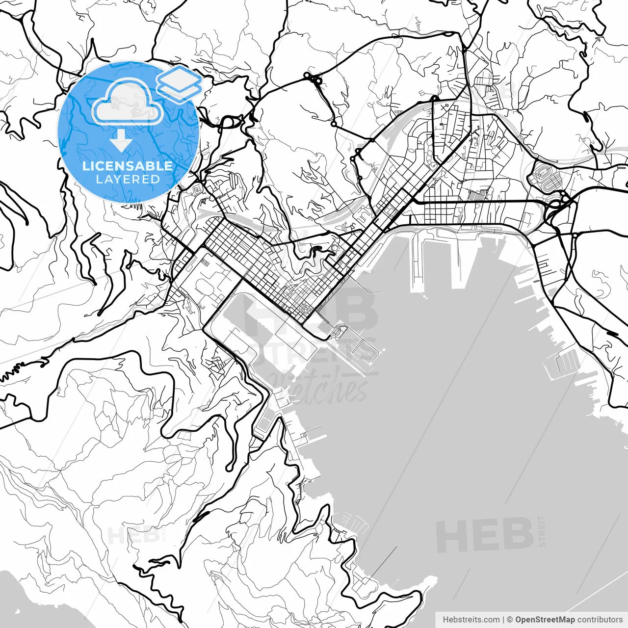 Layered PDF map of La Spezia, Liguria, Italy