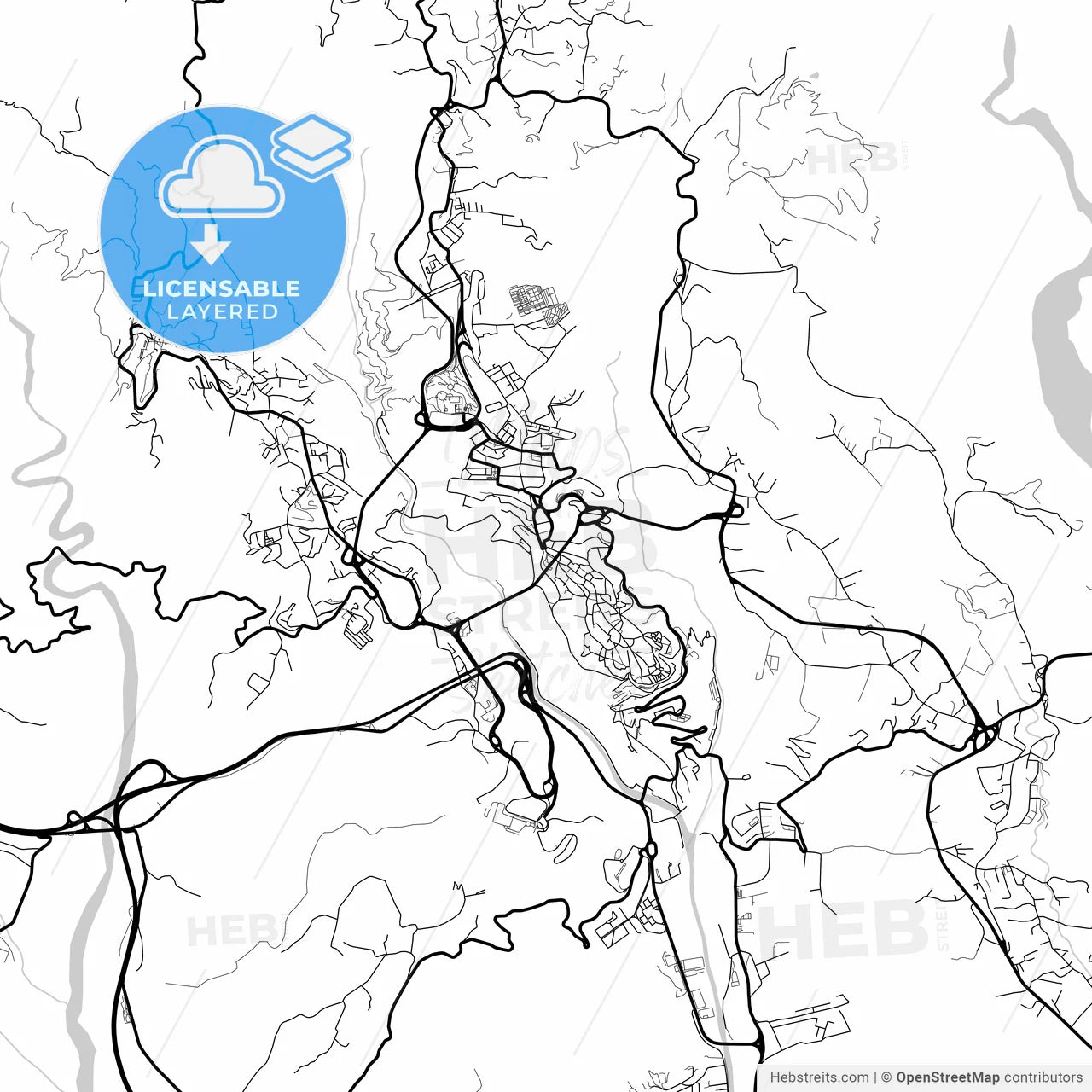 Layered PDF map of Catanzaro, Calabria, Italy