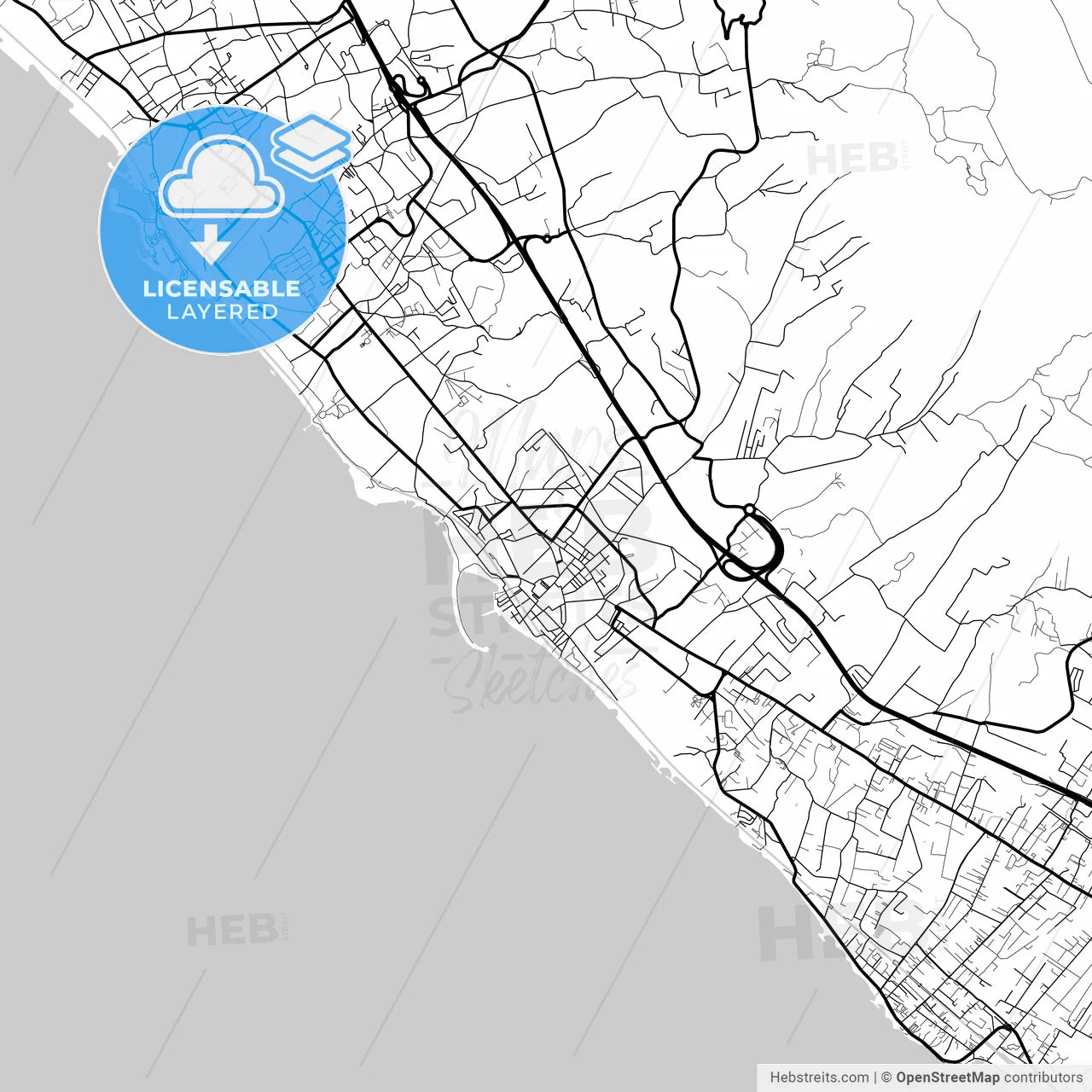 Layered PDF map of Torre del Greco, Campania, Italy