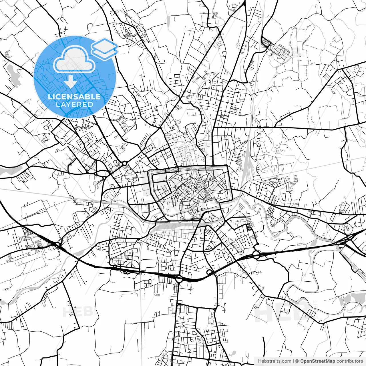 Layered PDF map of Treviso, Veneto, Italy