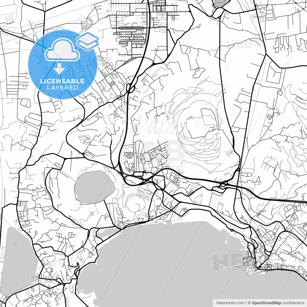 Layered PDF map of Pozzuoli, Campania, Italy