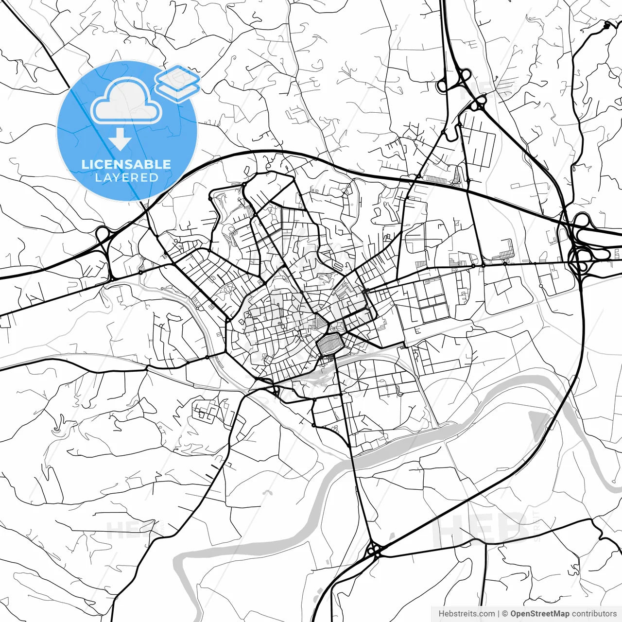 Layered PDF map of Asti, Piedmont, Italy