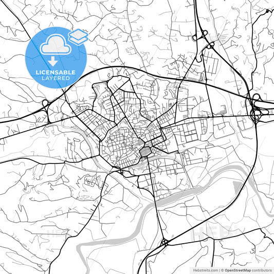 Layered PDF map of Asti, Piedmont, Italy