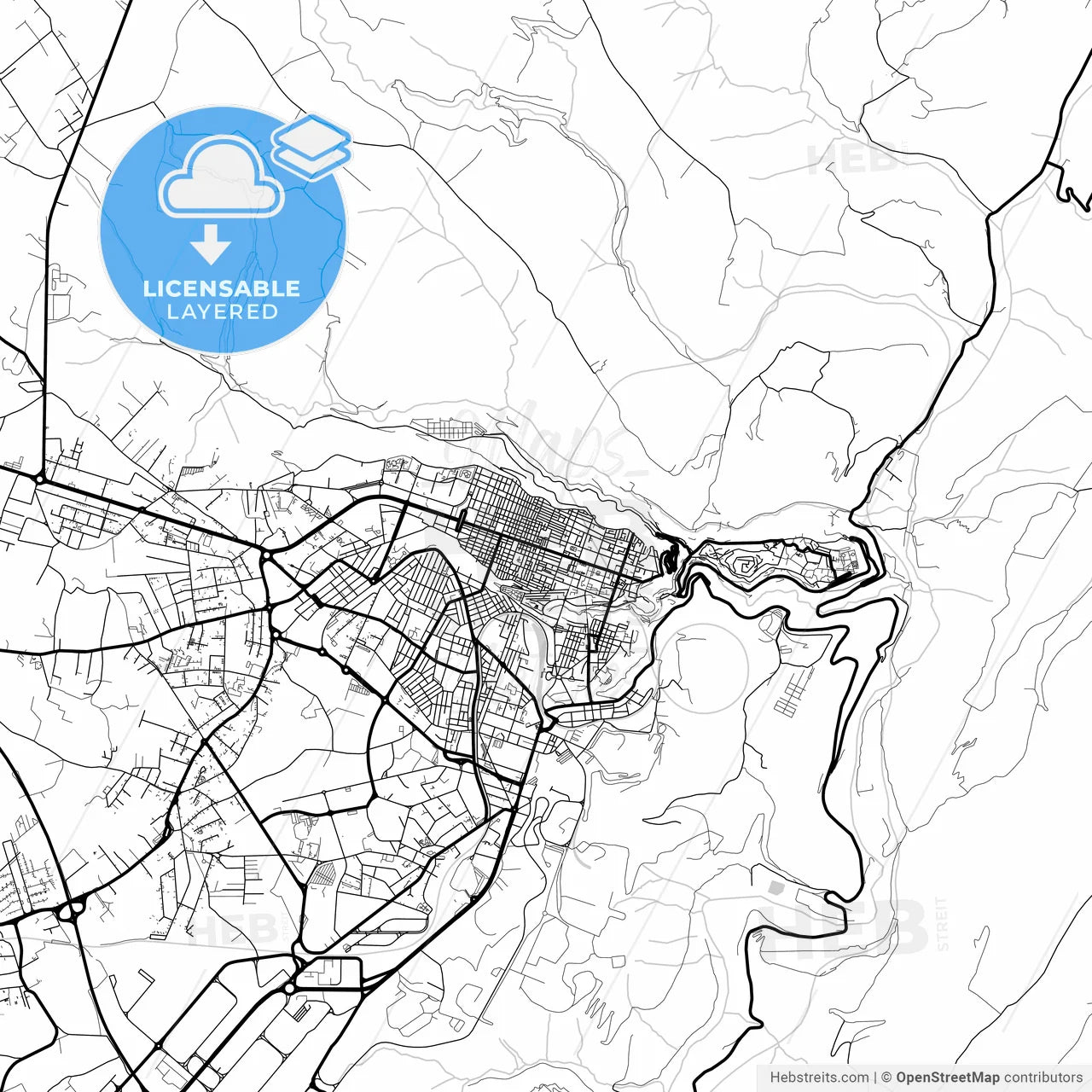 Layered PDF map of Ragusa, Sicily, Italy