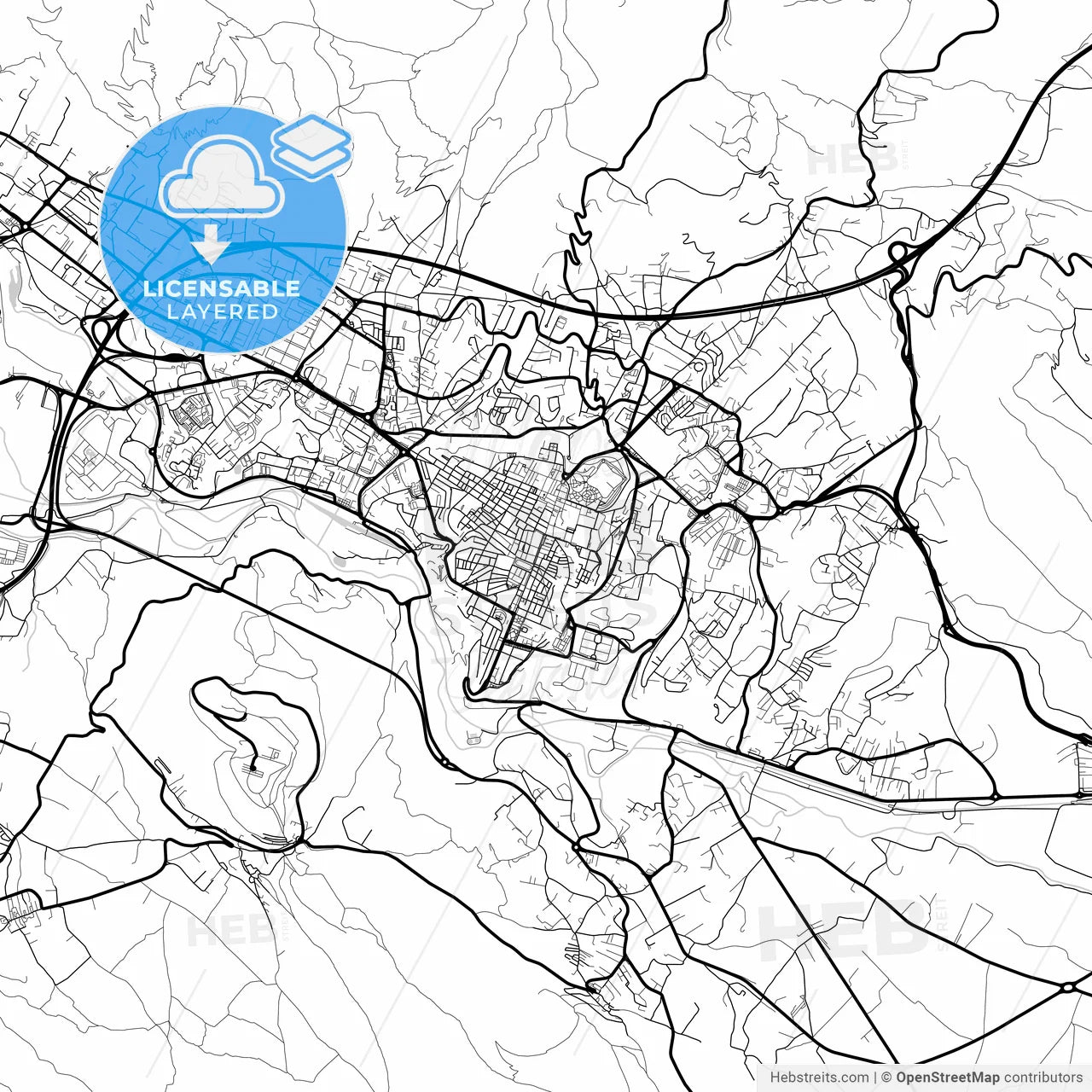 Layered PDF map of L Aquila, Abruzzo, Italy