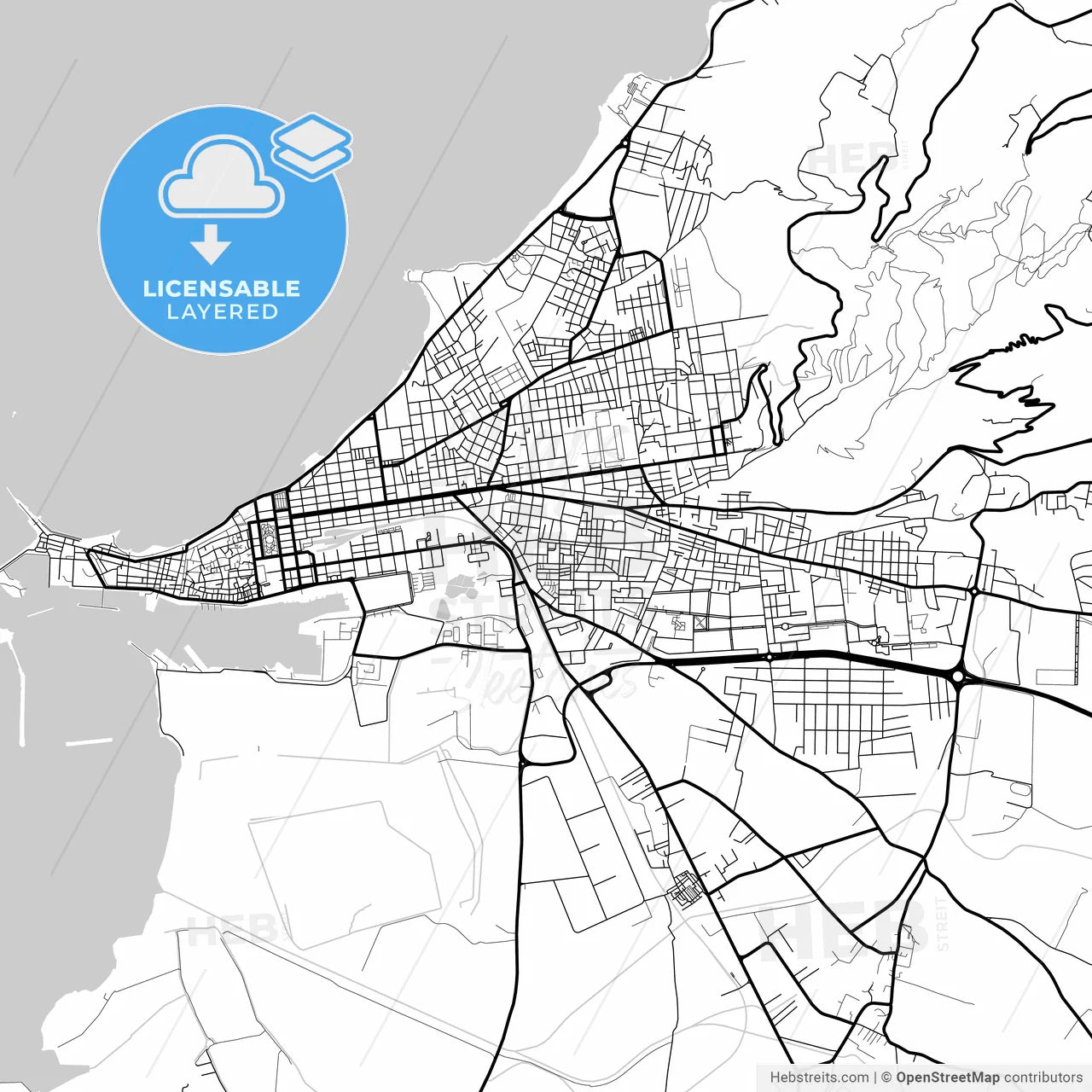 Layered PDF map of Trapani, Sicily, Italy