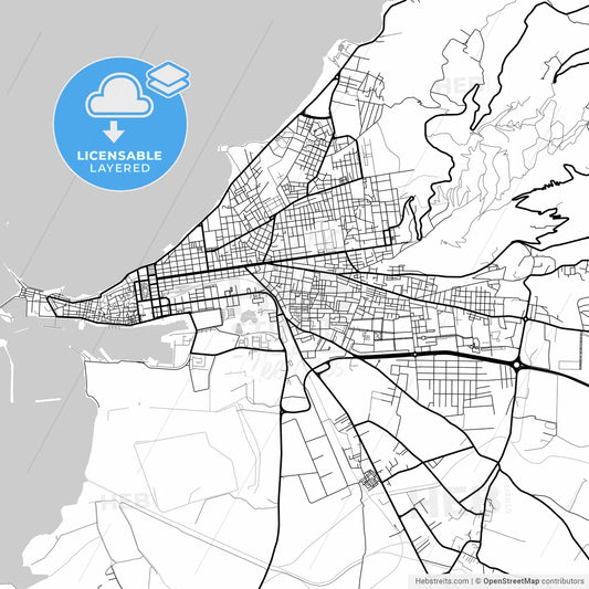 Layered PDF map of Trapani, Sicily, Italy