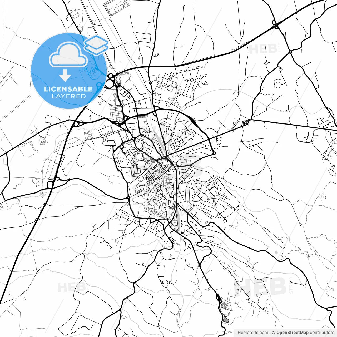 Layered PDF map of Viterbo, Lazio, Italy