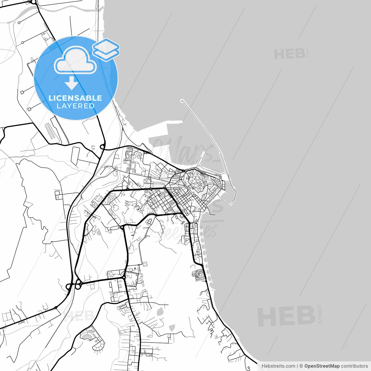 Layered PDF map of Crotone, Calabria, Italy
