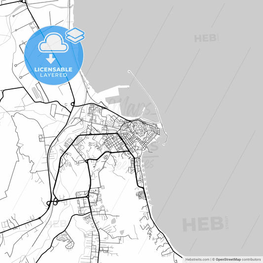 Layered PDF map of Crotone, Calabria, Italy