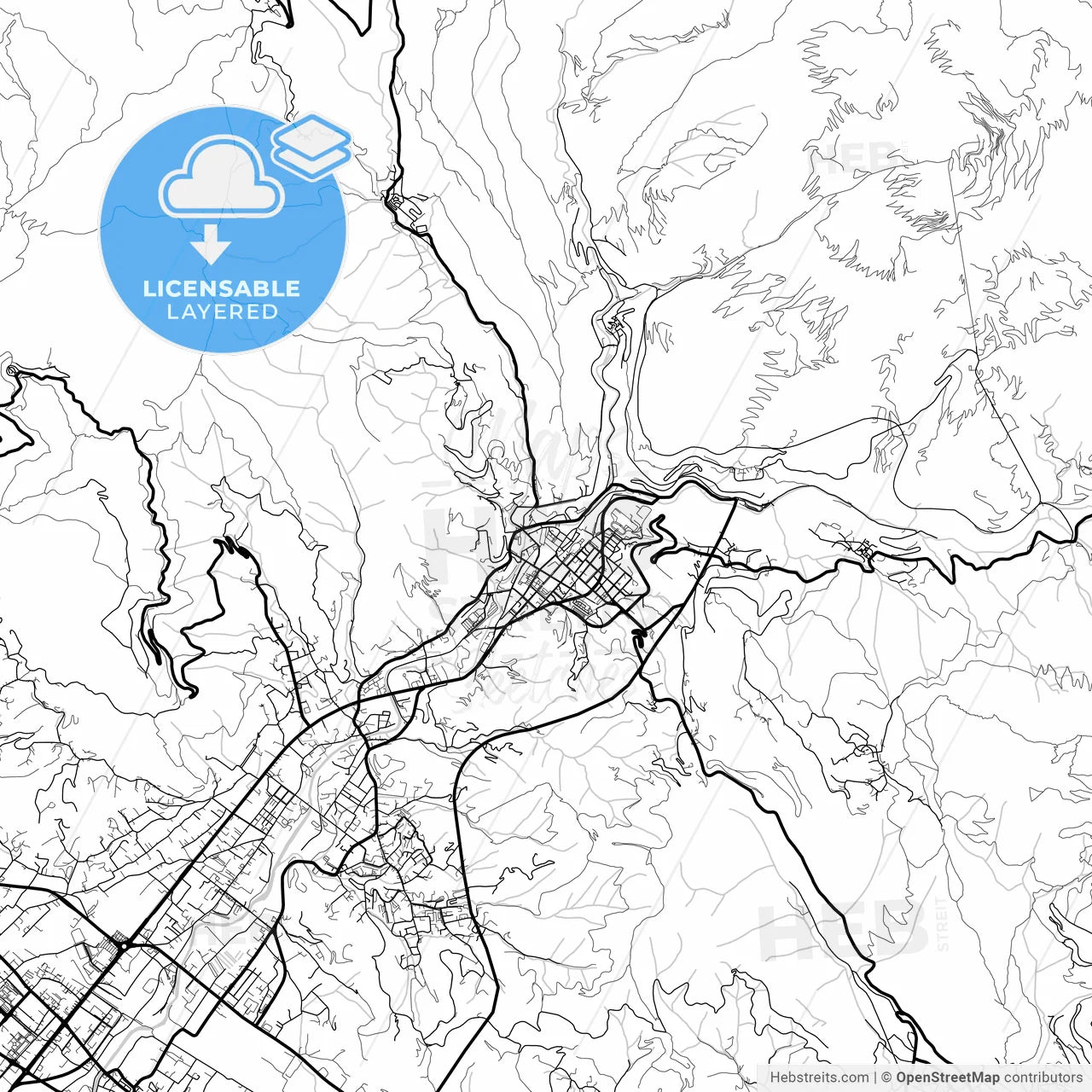 Layered PDF map of Carrara, Tuscany, Italy