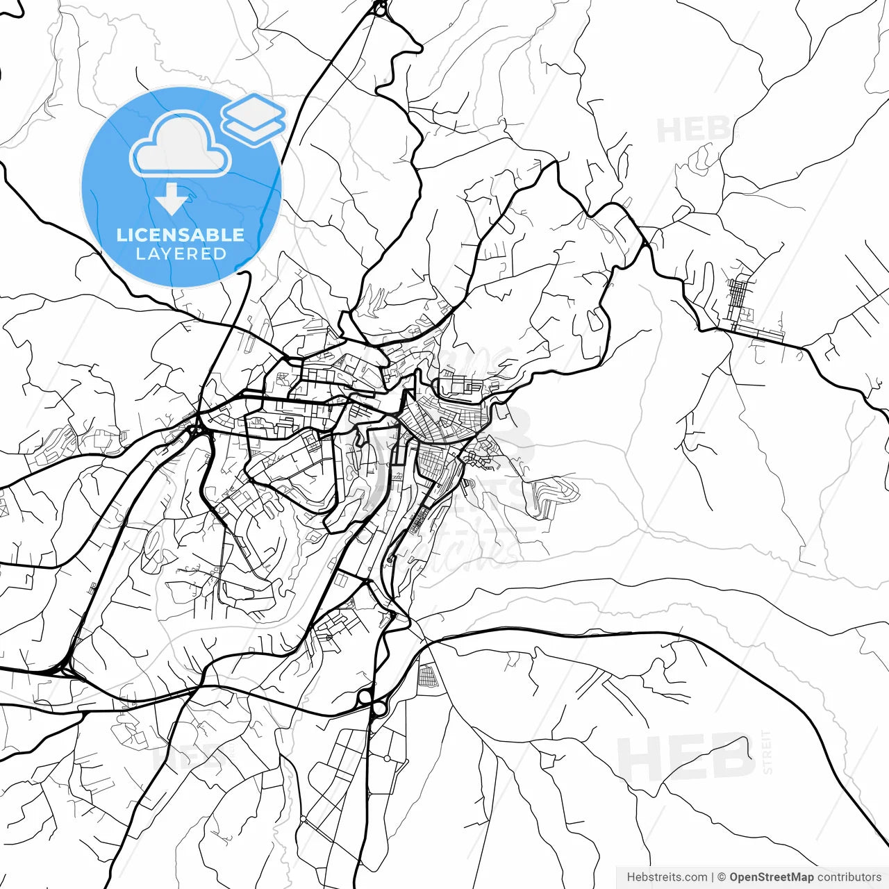 Layered PDF map of Caltanissetta, Sicily, Italy