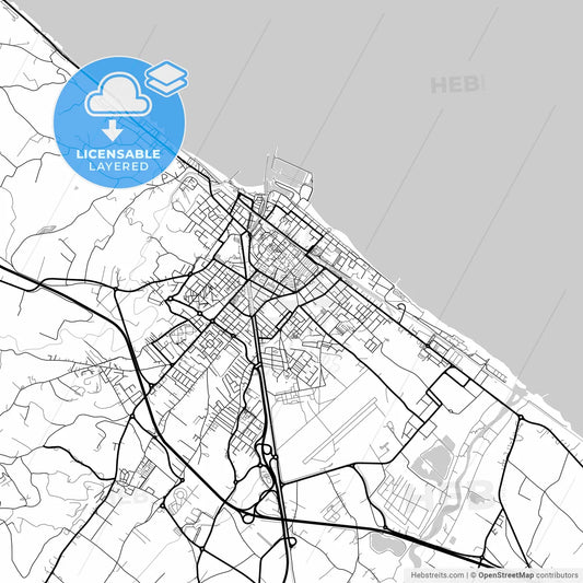 Layered PDF map of Fano, Marche, Italy