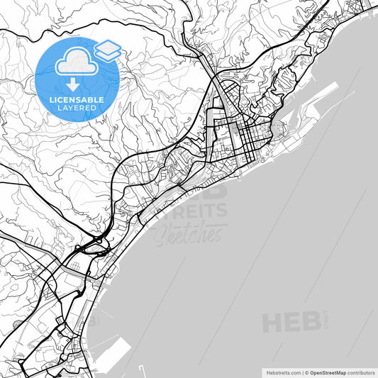Layered PDF map of Savona, Liguria, Italy