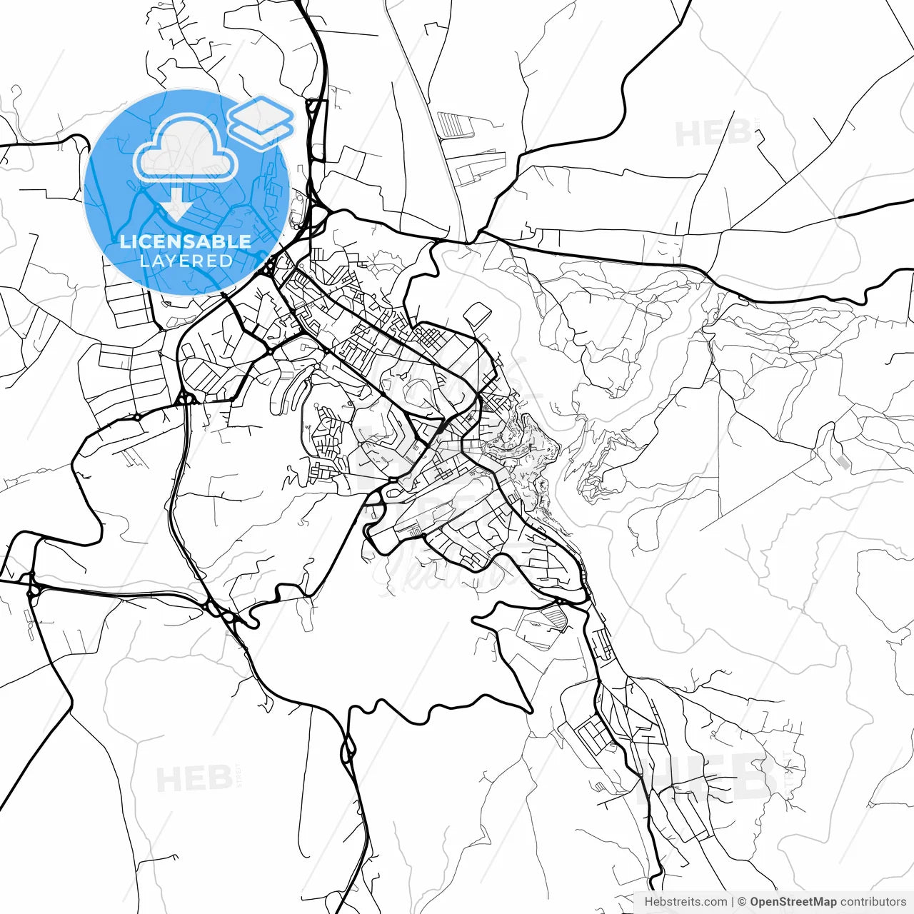 Layered PDF map of Matera, Basilicata, Italy