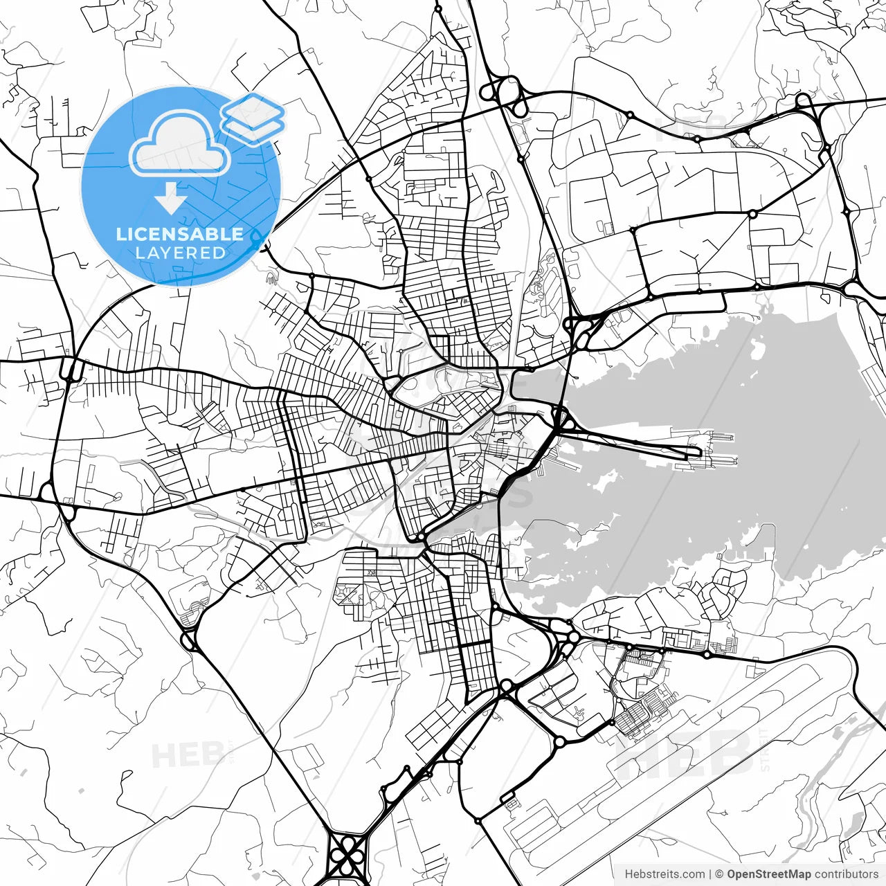 Layered PDF map of Olbia, Sardinia, Italy