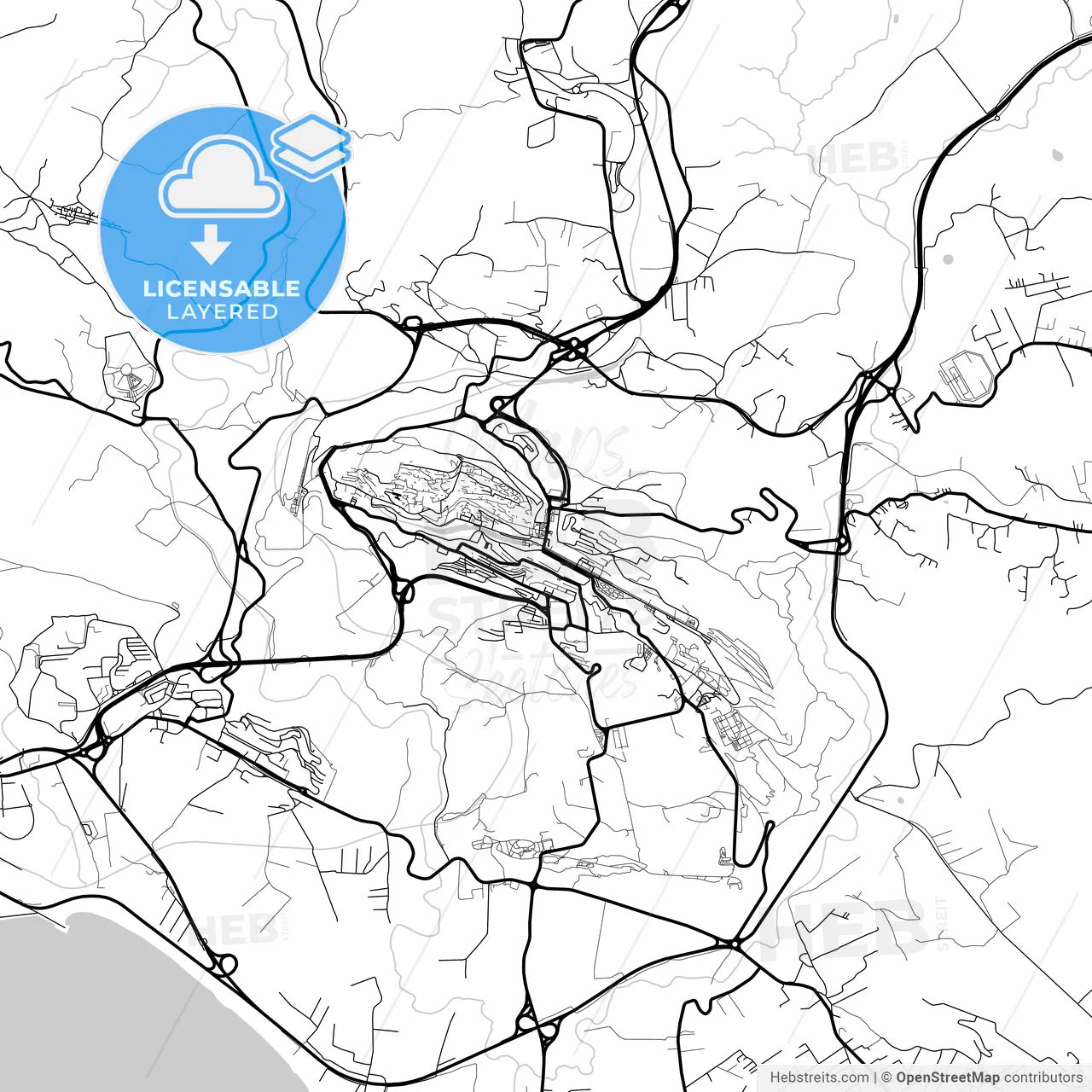Layered PDF map of Agrigento, Sicily, Italy