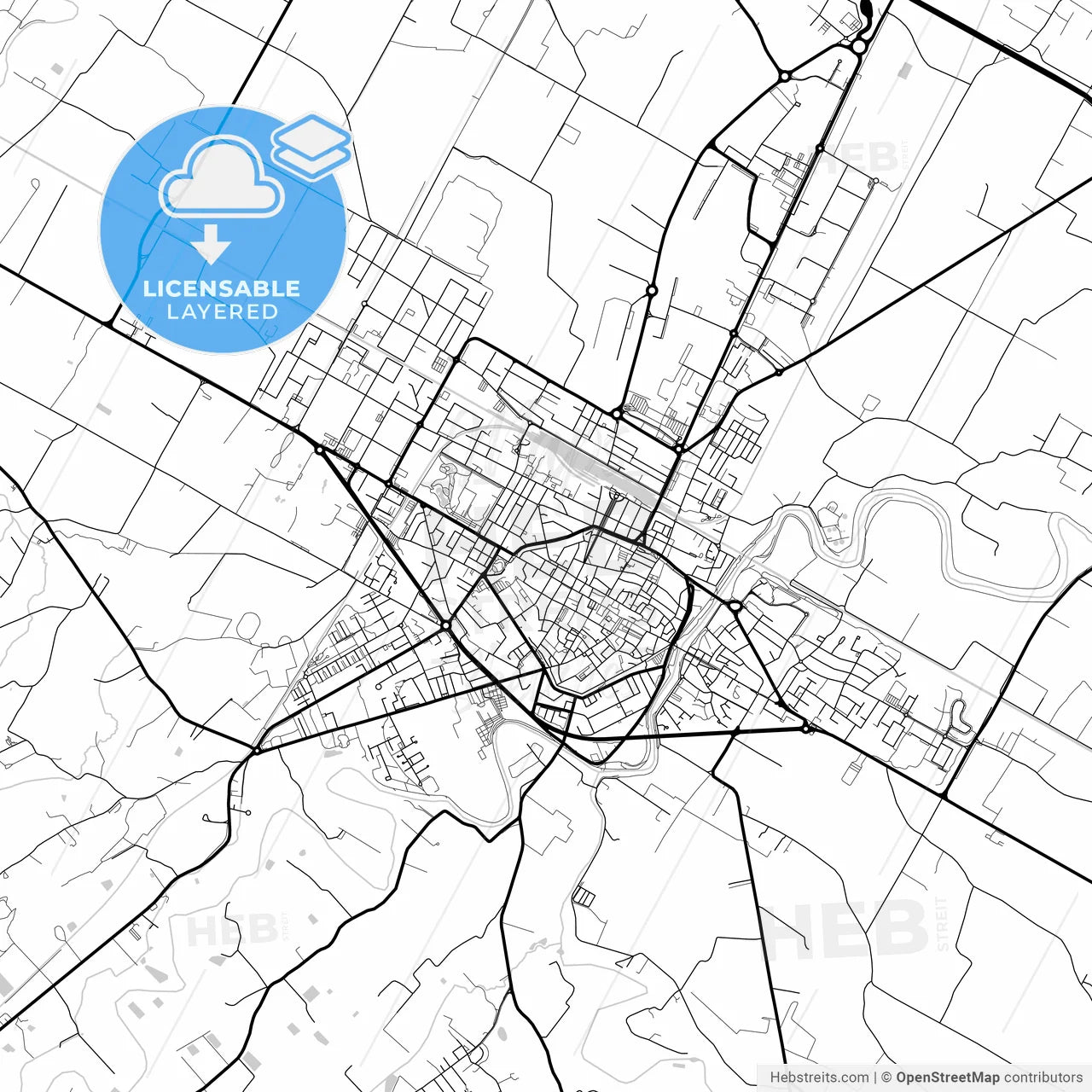 Layered PDF map of Faenza, Emilia-Romagna, Italy