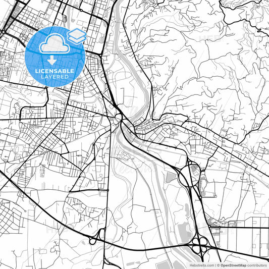 Layered PDF map of Moncalieri, Piedmont, Italy