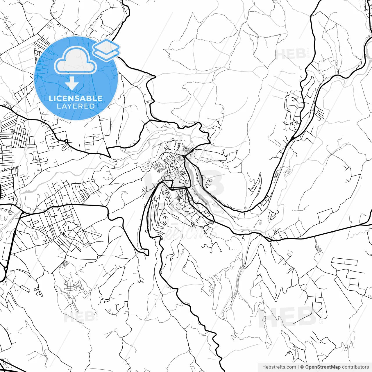 Layered PDF map of Tivoli, Lazio, Italy