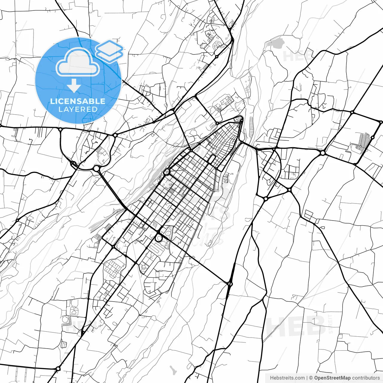 Layered PDF map of Cuneo, Piedmont, Italy