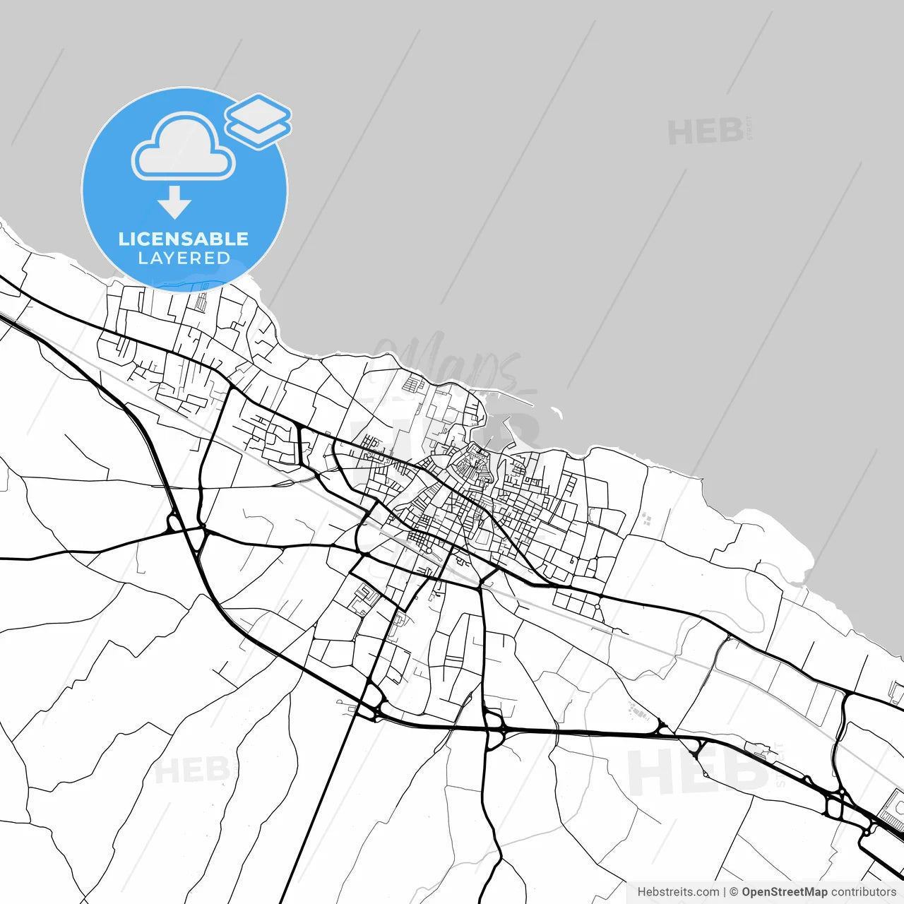 Layered PDF map of Bisceglie, Apulia, Italy