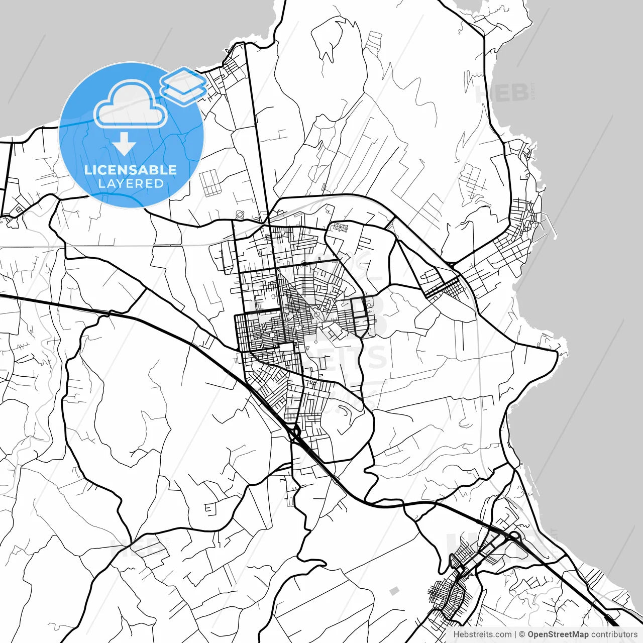Layered PDF map of Bagheria, Sicily, Italy
