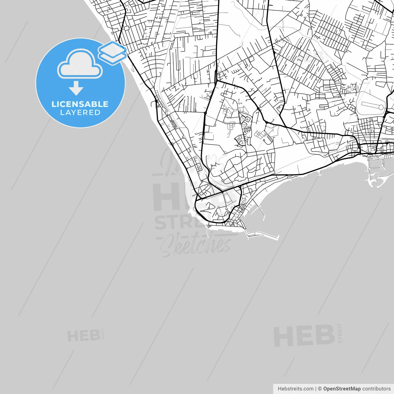 Layered PDF map of Anzio, Lazio, Italy