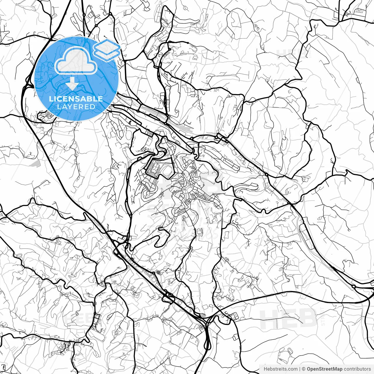 Layered PDF map of Siena, Tuscany, Italy
