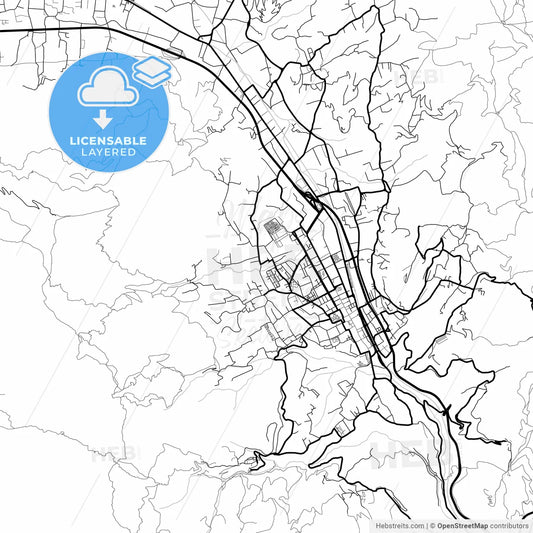 Layered PDF map of Cava de Tirreni, Campania, Italy