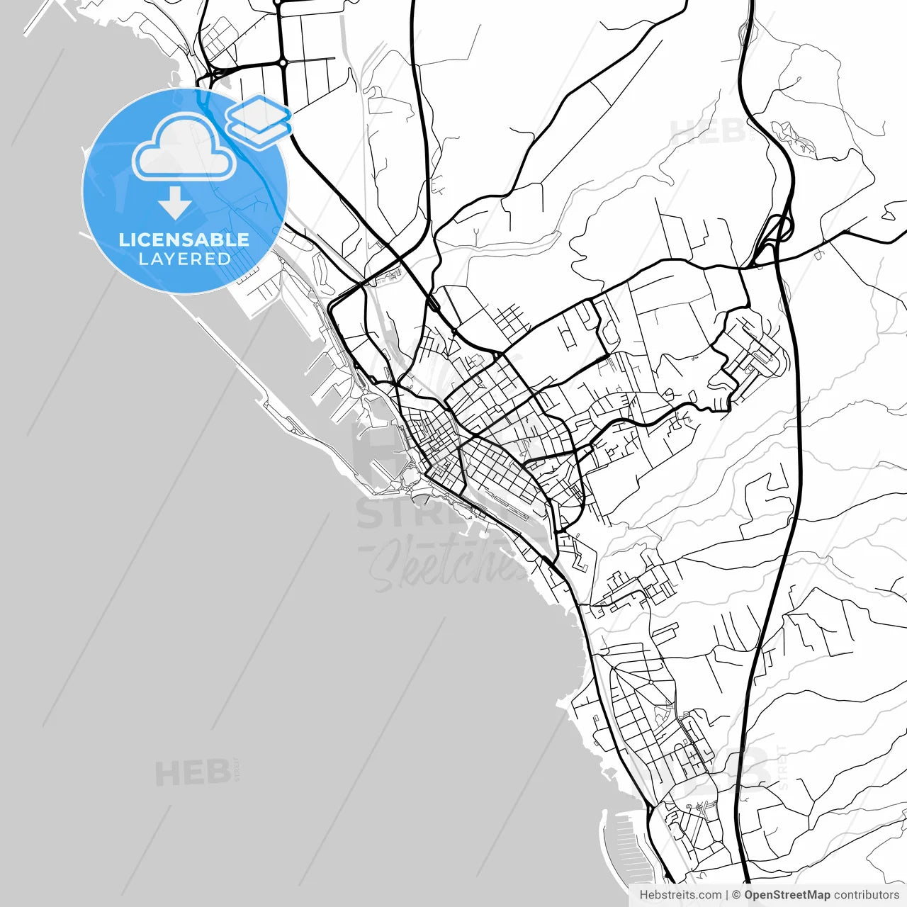 Layered PDF map of Civitavecchia, Lazio, Italy