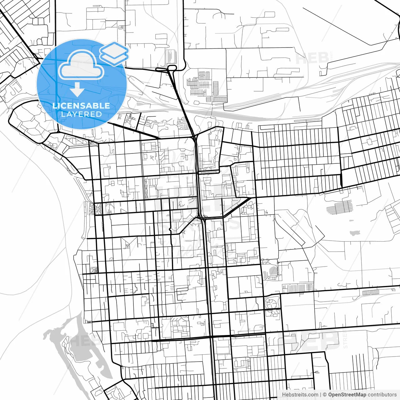 Layered PDF map of Pavlodar, Pavlodar Province, Kazakhstan