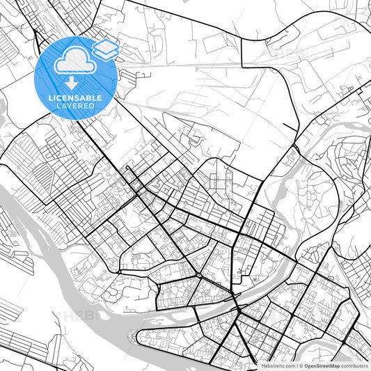 Layered PDF map of Oskemen, East Kazakhstan Region, Kazakhstan