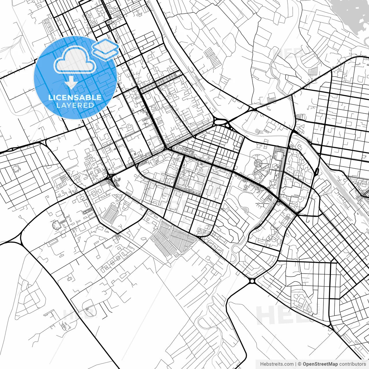 Layered PDF map of Aktobe, Aktobe Province, Kazakhstan