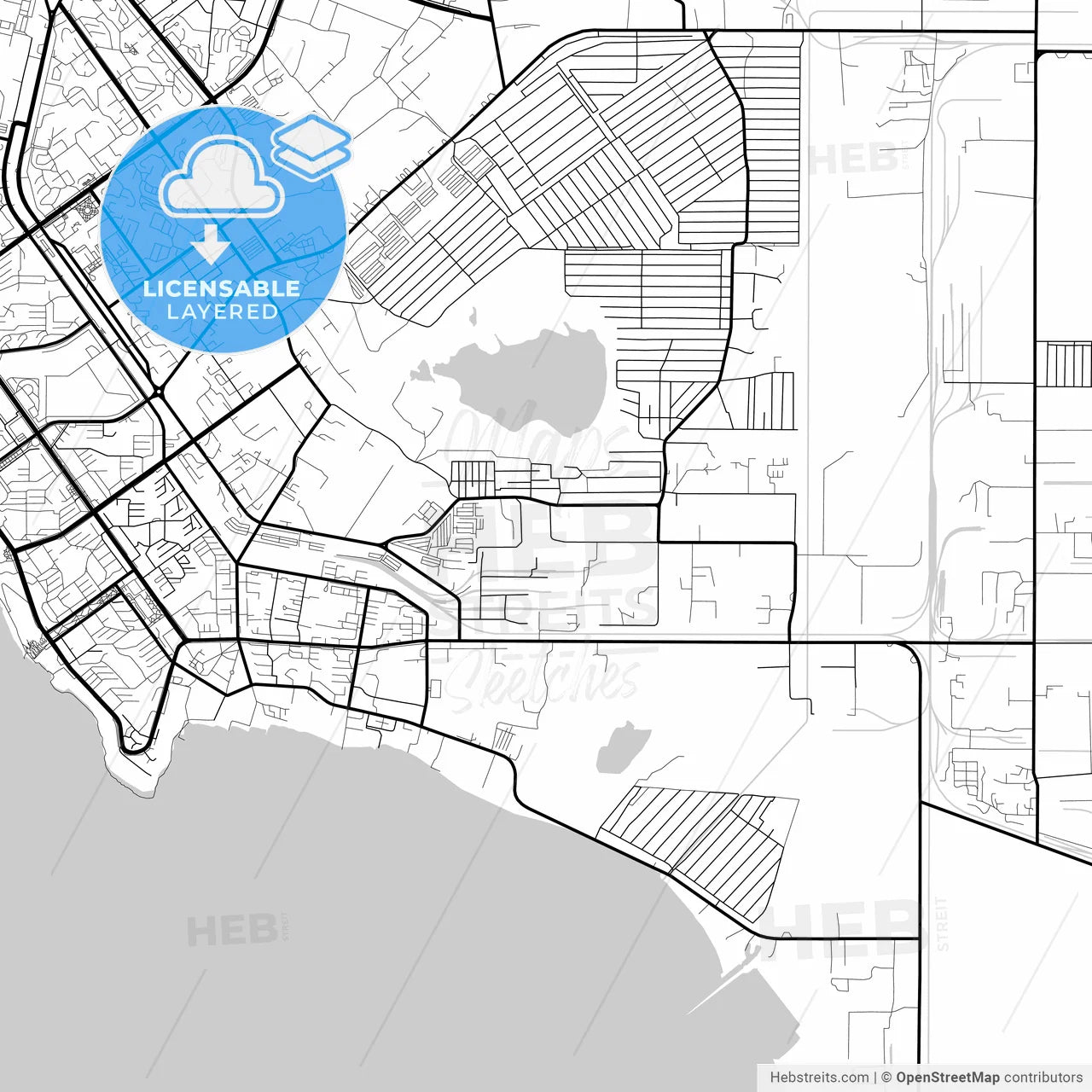 Layered PDF map of Aktau, Mangystau Province, Kazakhstan