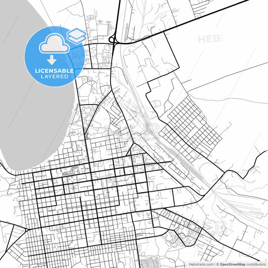 Layered PDF map of Kokshetau, Akmola Province, Kazakhstan