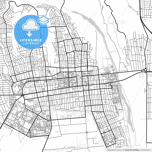 Layered PDF map of Taldykorgan, Almaty Province, Kazakhstan