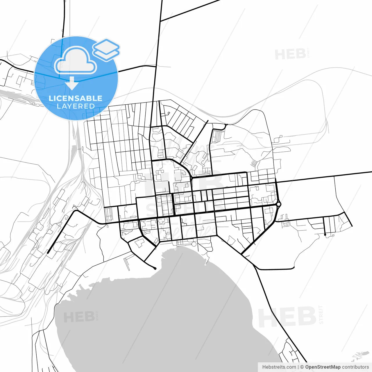 Layered PDF map of Balqash, Karagandy Province, Kazakhstan