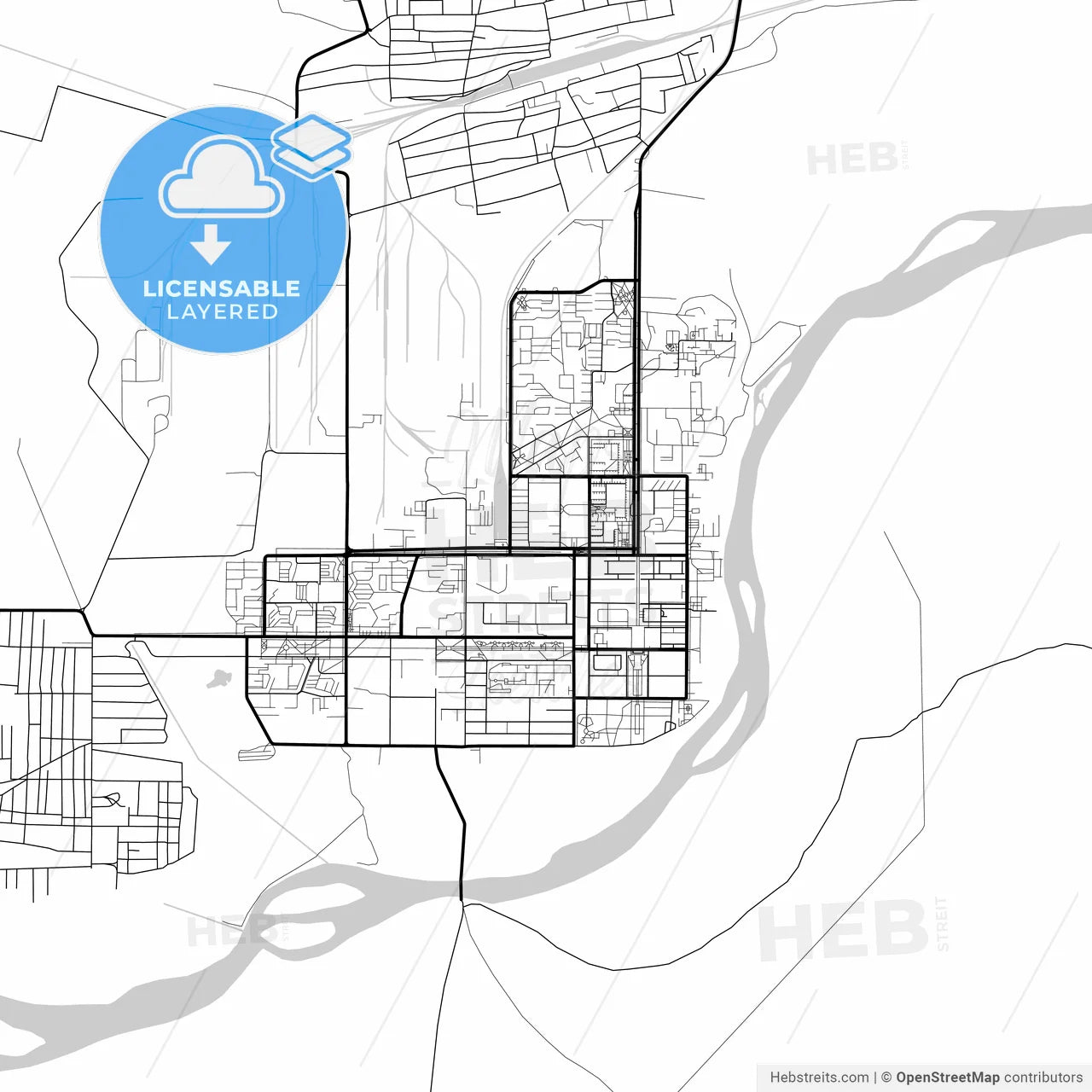 Layered PDF map of Baikonur, Kazakhstan