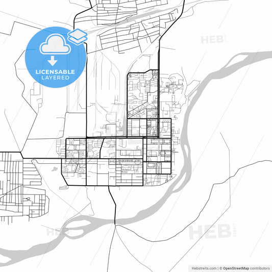 Layered PDF map of Baikonur, Kazakhstan