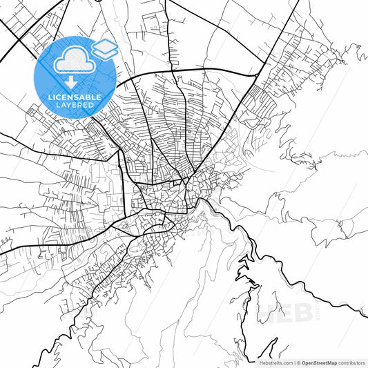 Layered PDF map of Prizreni / Prizren, District of Prizren, Kosovo