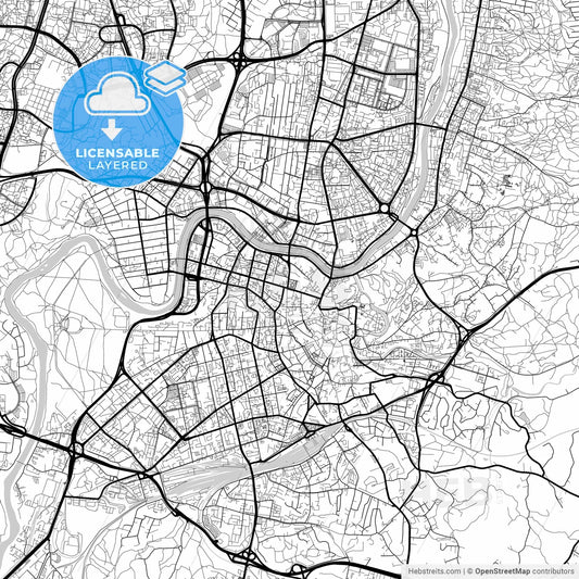 Layered PDF map of Vilnius, Vilnius County, Lithuania