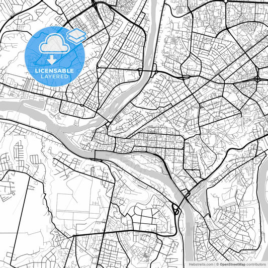 Layered PDF map of Kaunas, Kaunas County, Lithuania