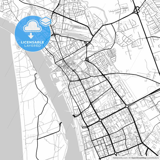 Layered PDF map of Klaipėda, Klaipėda County, Lithuania