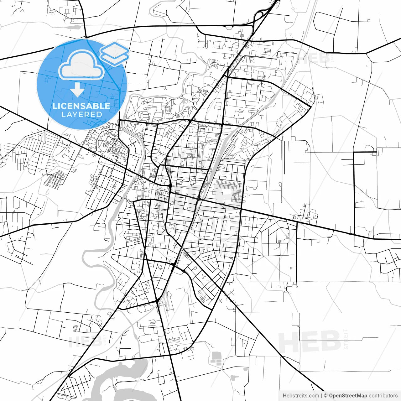 Layered PDF map of Marijampolė, Marijampolė County, Lithuania