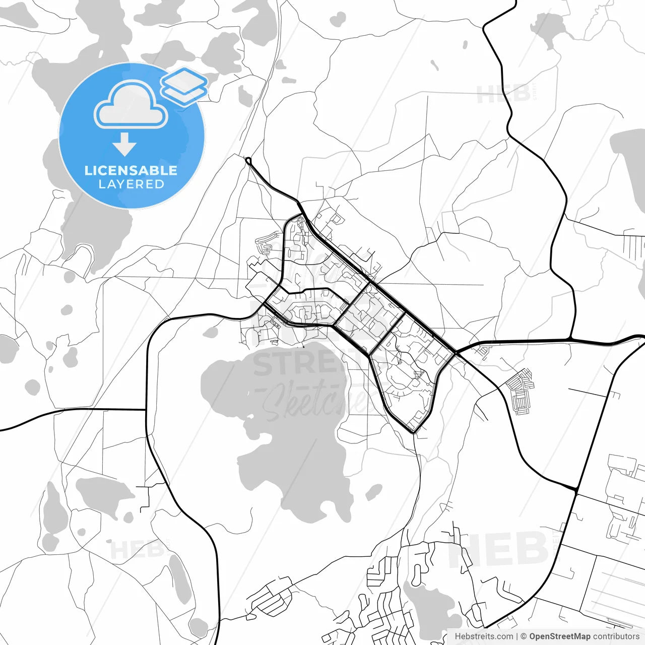 Layered PDF map of Visaginas, Utena County, Lithuania