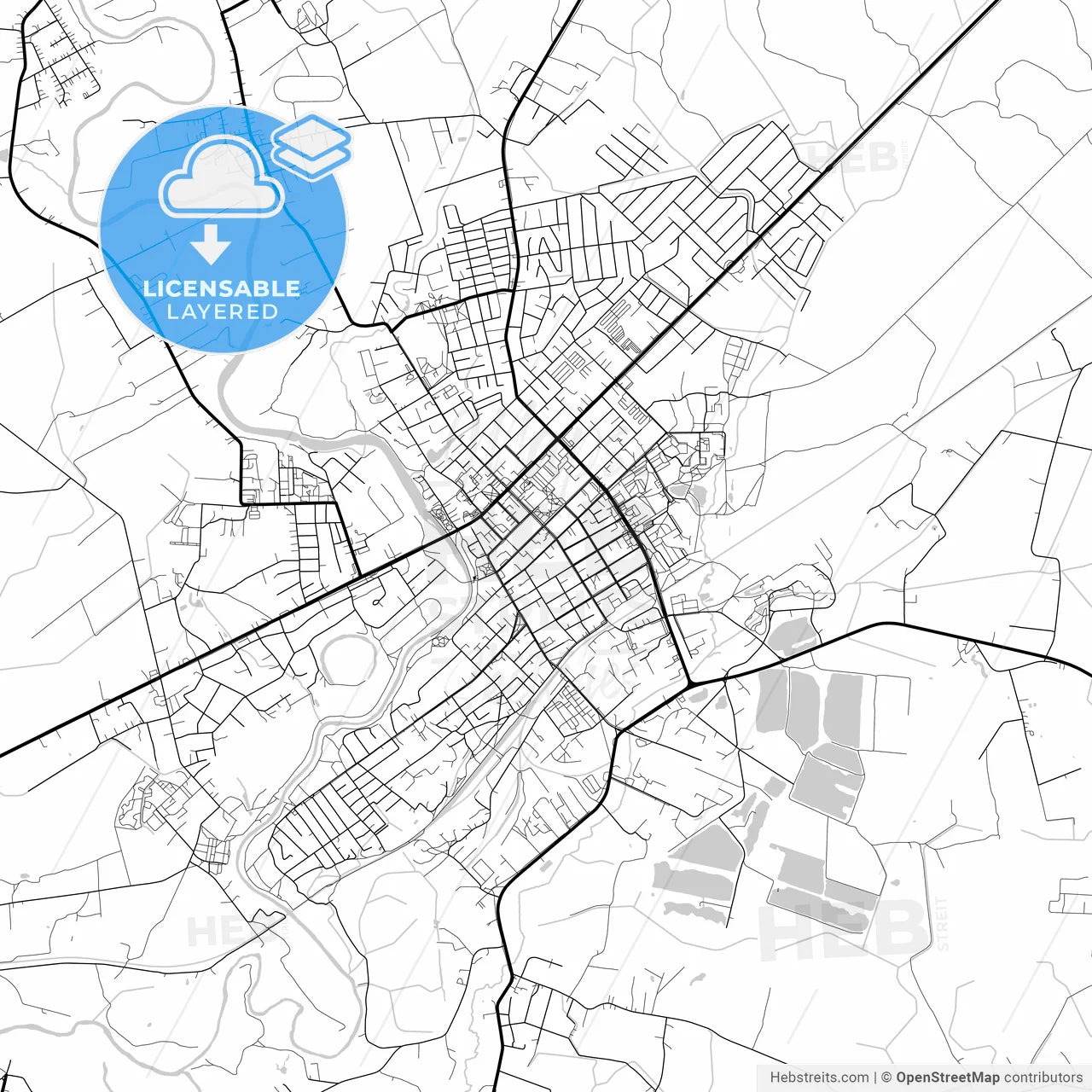 Layered PDF map of Tauragė, Tauragė County, Lithuania