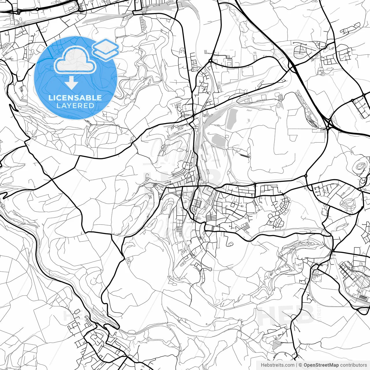 Layered PDF map of Differdange, Esch-sur-Alzette, Luxembourg