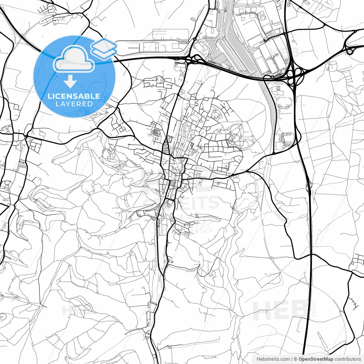 Layered PDF map of Dudelange, Esch-sur-Alzette, Luxembourg